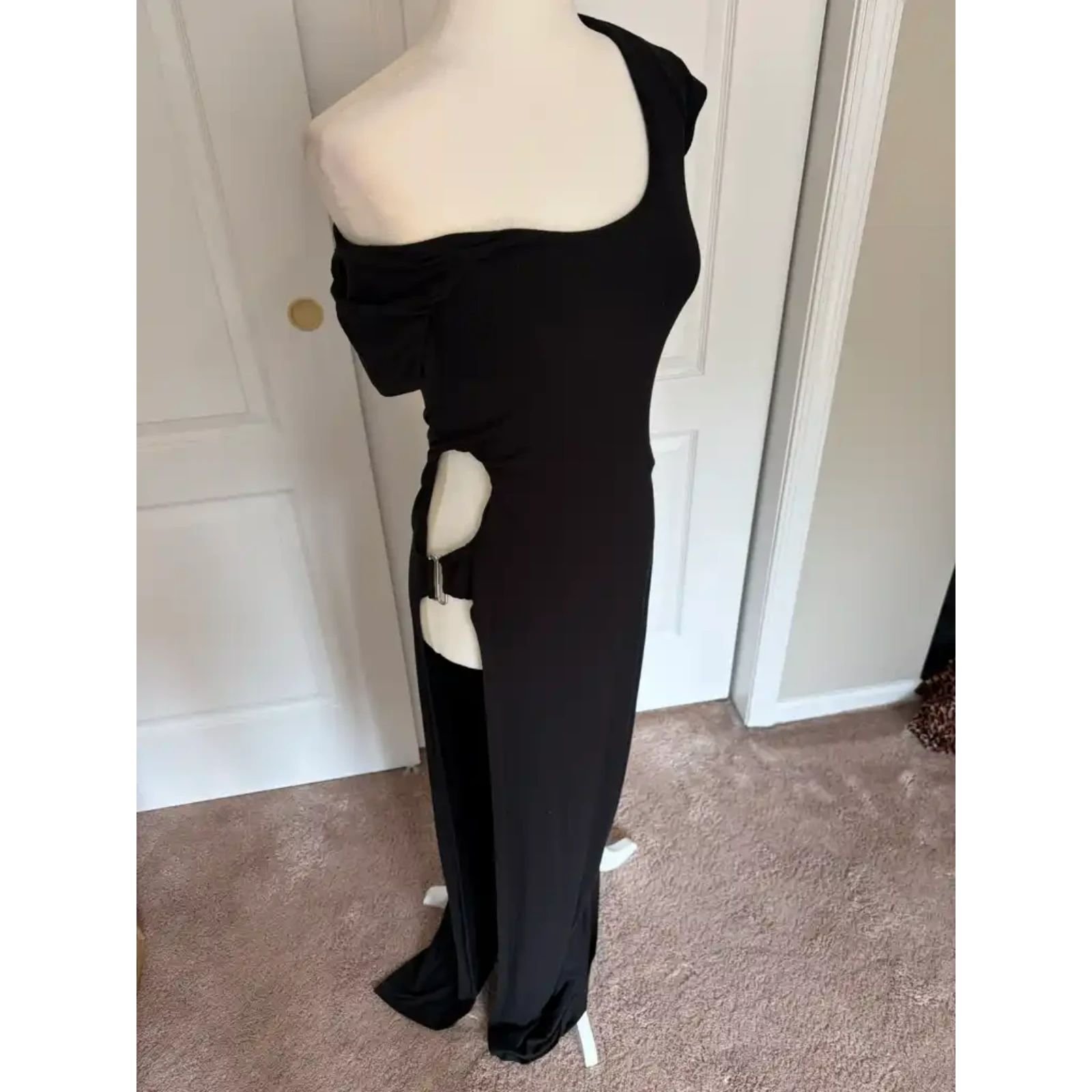 Sid Neigum Black Side Cutout Off Shoulder Dress Large — image 3 of 8